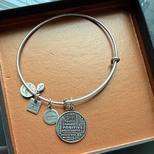 Alex and Ani Silver Positive Charm Bangle Bracelet